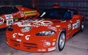 Car #110 Dodge Viper. Car #95 Ford Mustang Fast Back in the background