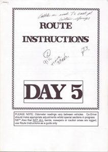 Route Instructions Day 5